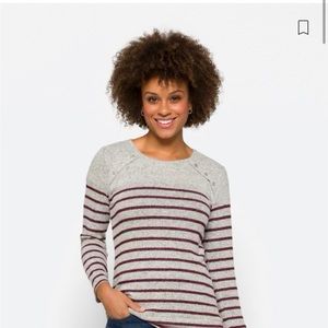 Market & Spruce Grey and plum striped sweater.